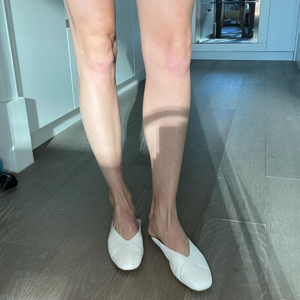 Vince white leather slides